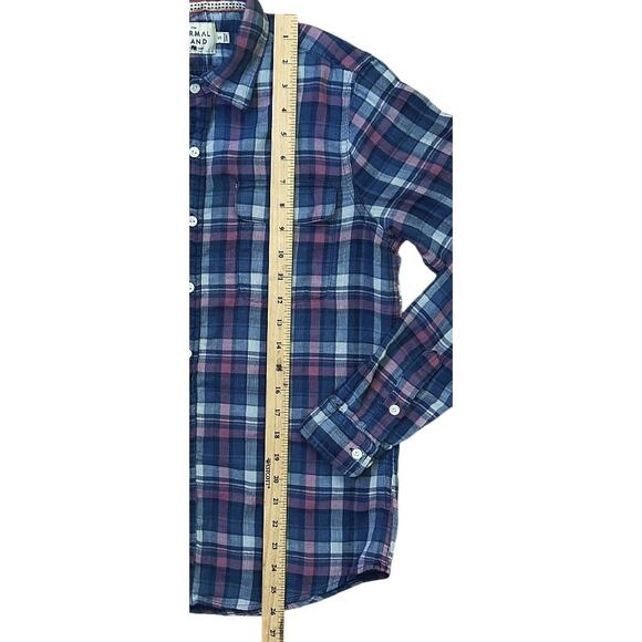 The Normal Brand Blue & Pink Plaid Flannel Button Up Cotton Shirt Women's Small - Picture 2 of 6
